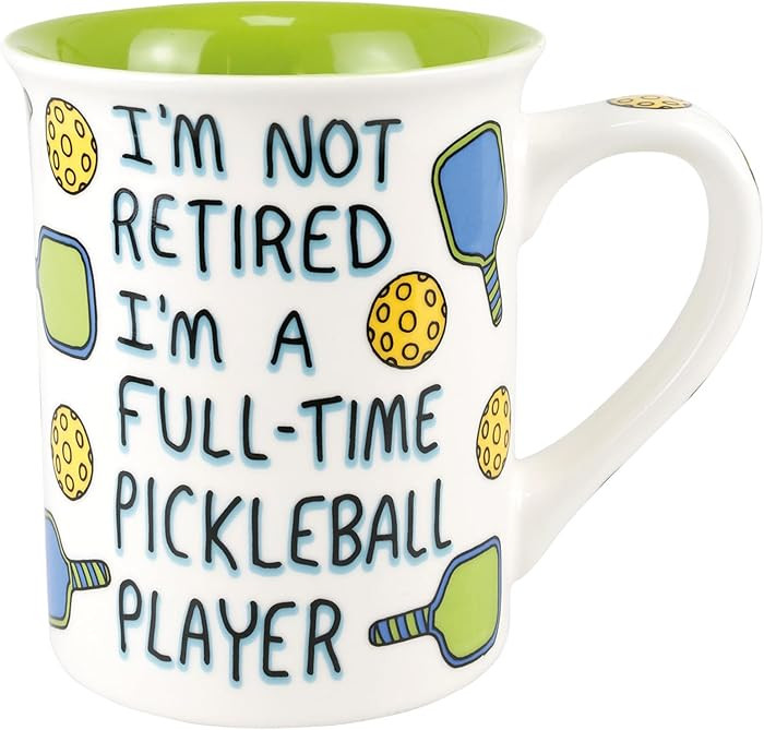 Enesco Our Name is Mud I'm Not Retired Full Time Pickleball Player Coffee Mug, 16 Ounce, Multicol... | Amazon (US)
