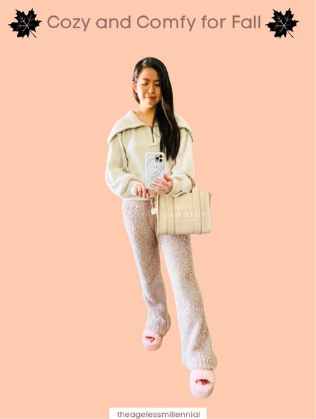 Fall cozies are here!☺️🍁🍂This is totally my fave cozy look ever!🙌🏻Pullover is from last year’s but I linked similar ones  below. This teddy pants is super warm, and I love this neutral easy look for travel and lounging around in the house when it’s cold☺️ Love love this bag too it fits everything I need😊




#ltkcozy #ltkholiday #pullover #teddypants #neutraloutfits #neutrallooks #cozy

#LTKSeasonal #LTKtravel #LTKstyletip