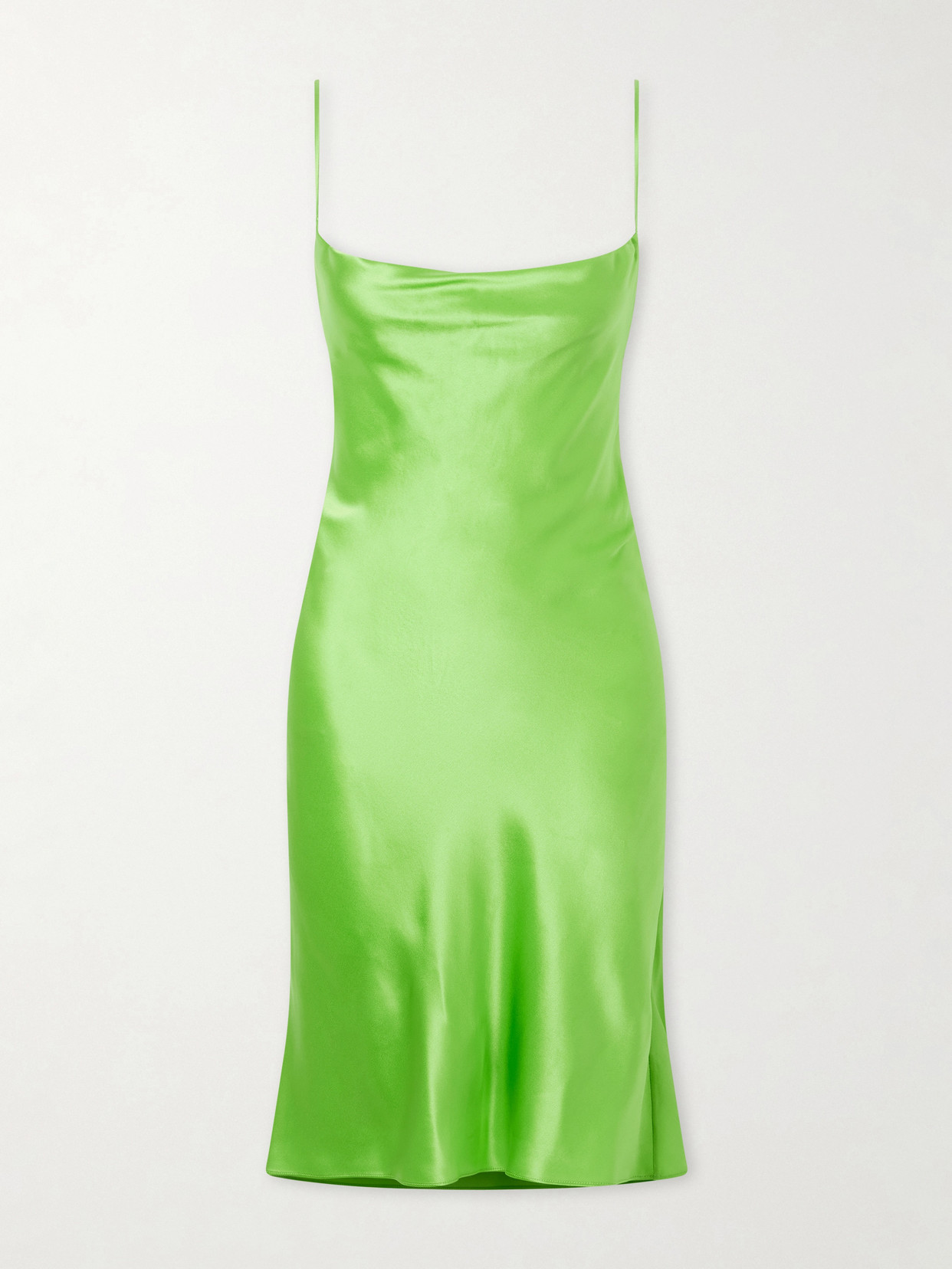 SAINT LAURENT - Draped Silk-satin Mini Dress - Green | NET-A-PORTER (US)