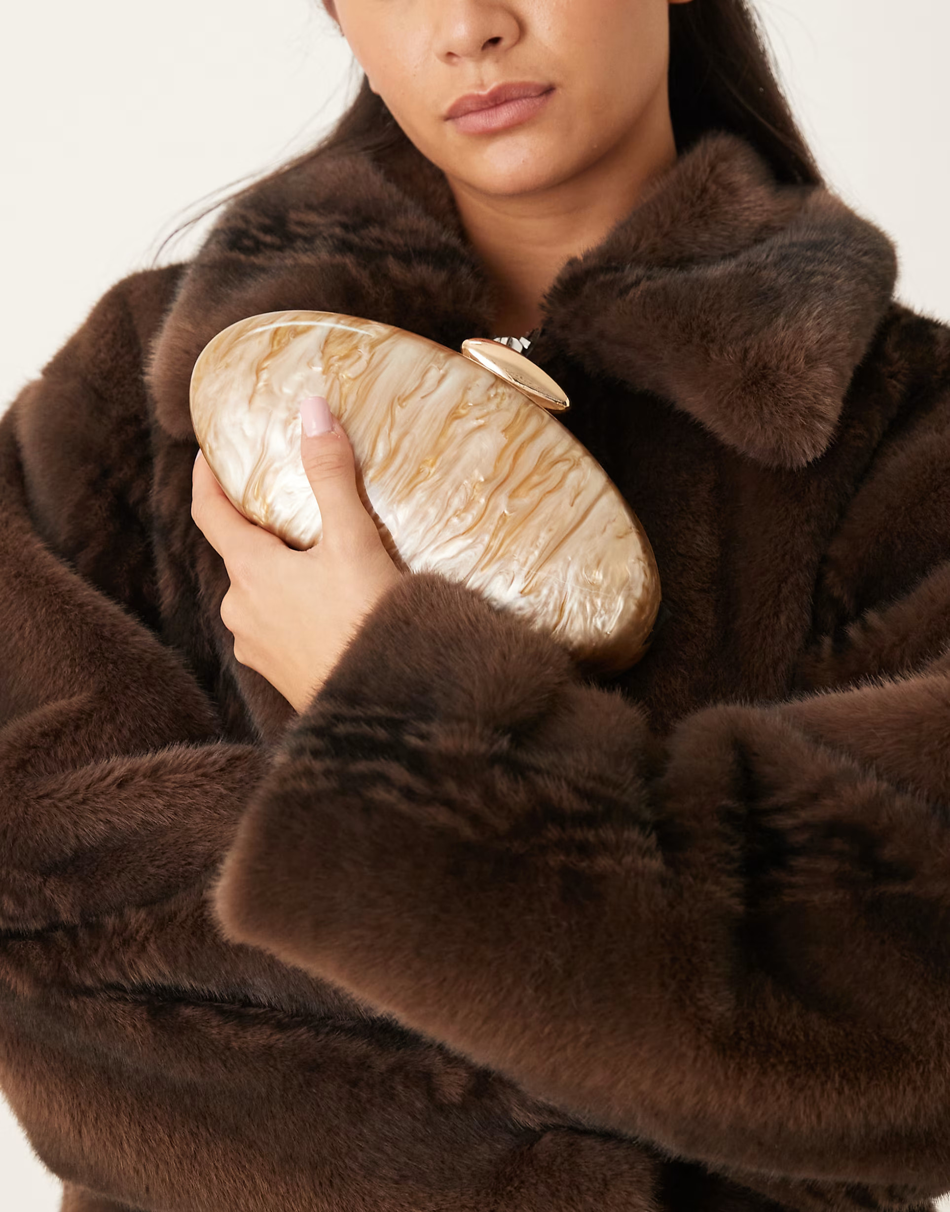 True Decadence resin hard clutch bag in gold | ASOS (Global)