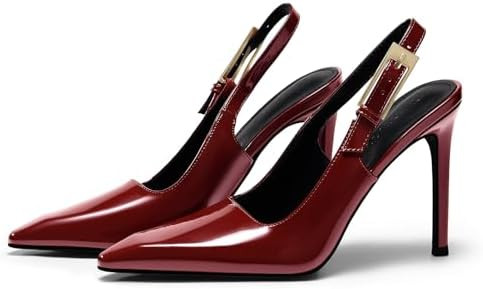 Coutgo Women's Slingback High Heels Pointed Toe Stilettos Metal Buckle Dress Party Pump Shoes | Amazon (US)