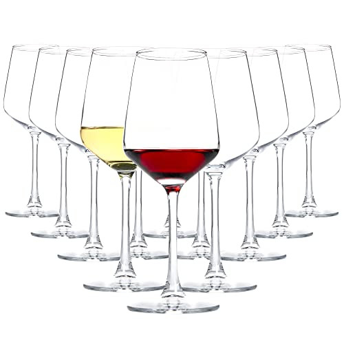 HAKEEMI Red/White Wine Glasses Set of 12, 12 oz Clear Wine Glasses with Stem, Dishwasher Safe | Amazon (US)