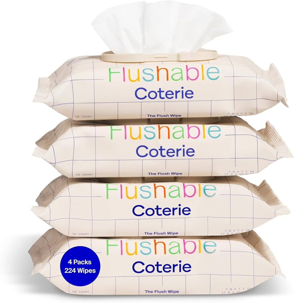 Coterie Flushable Wipes for Sensitive Skin, 4 Packs (224 Count) | Amazon (US)