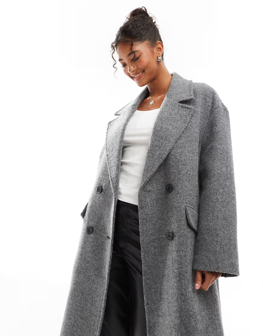 Bershka slouchy tailored coat in grey | ASOS (Global)