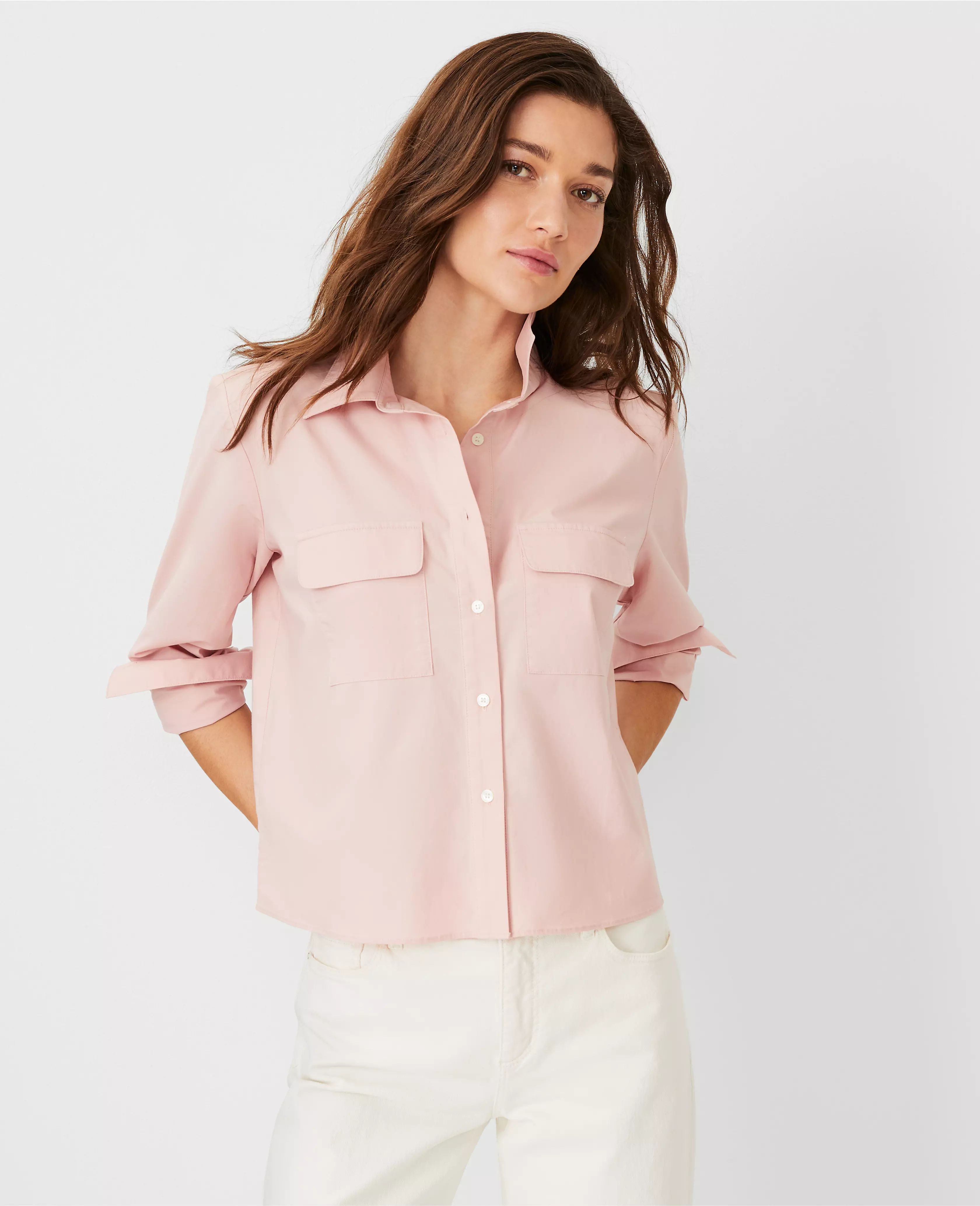 AT Weekend Poplin Utility Shirt | Ann Taylor (US)