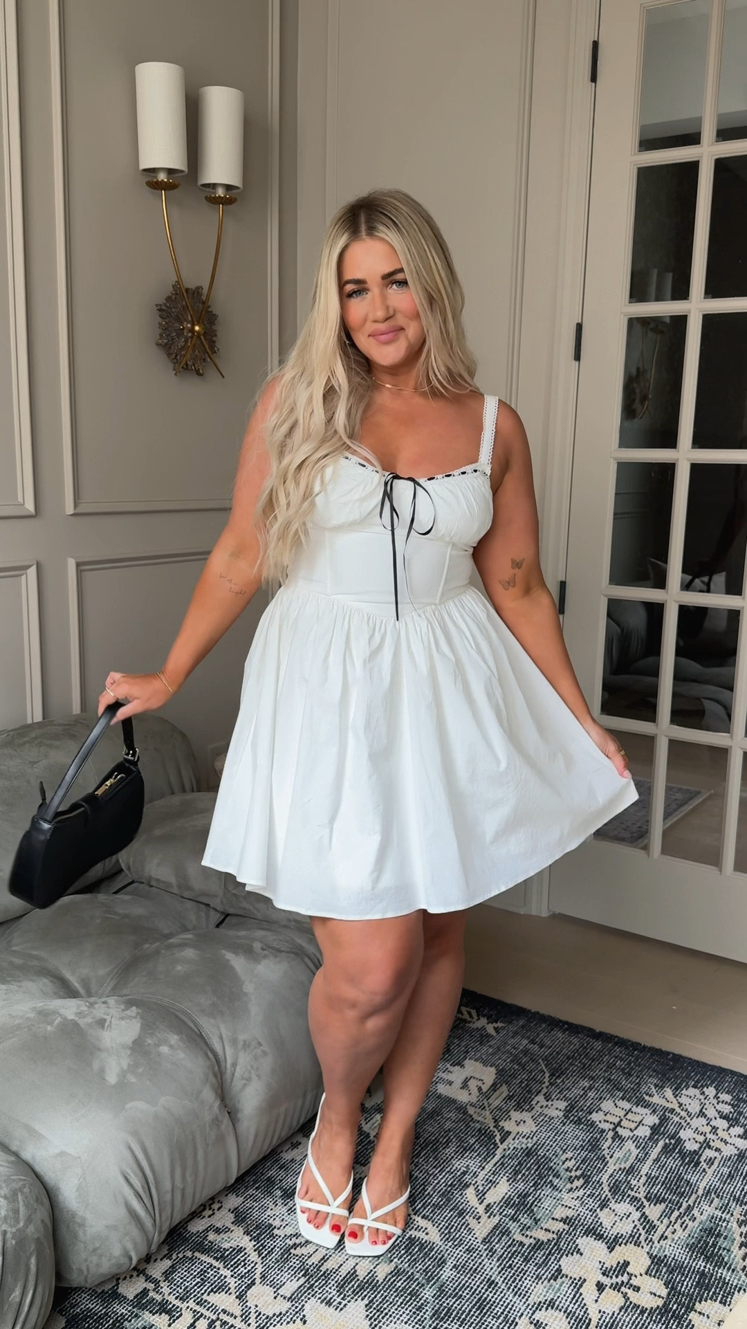 Lulus outfits under $100! Everything is a size large except boxer shorts are XL and white dress with black tie is a medium! 🤍✨