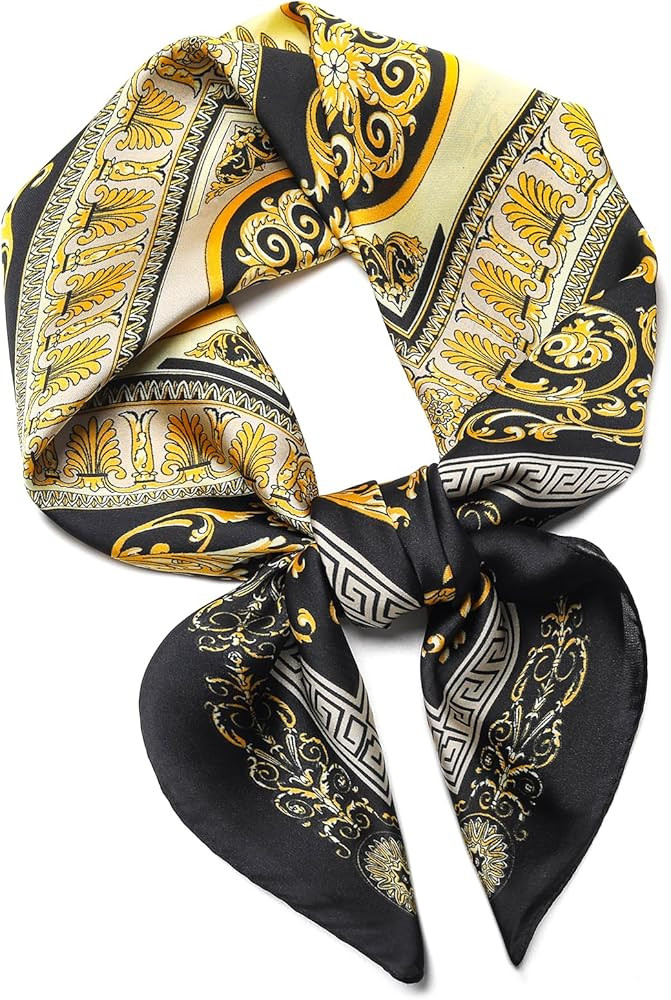 27.5" Silk Scarf of Women's Fashion Head Scarf Square Neck Satin Scarfs for Bag Hair Scarves Gift | Amazon (US)