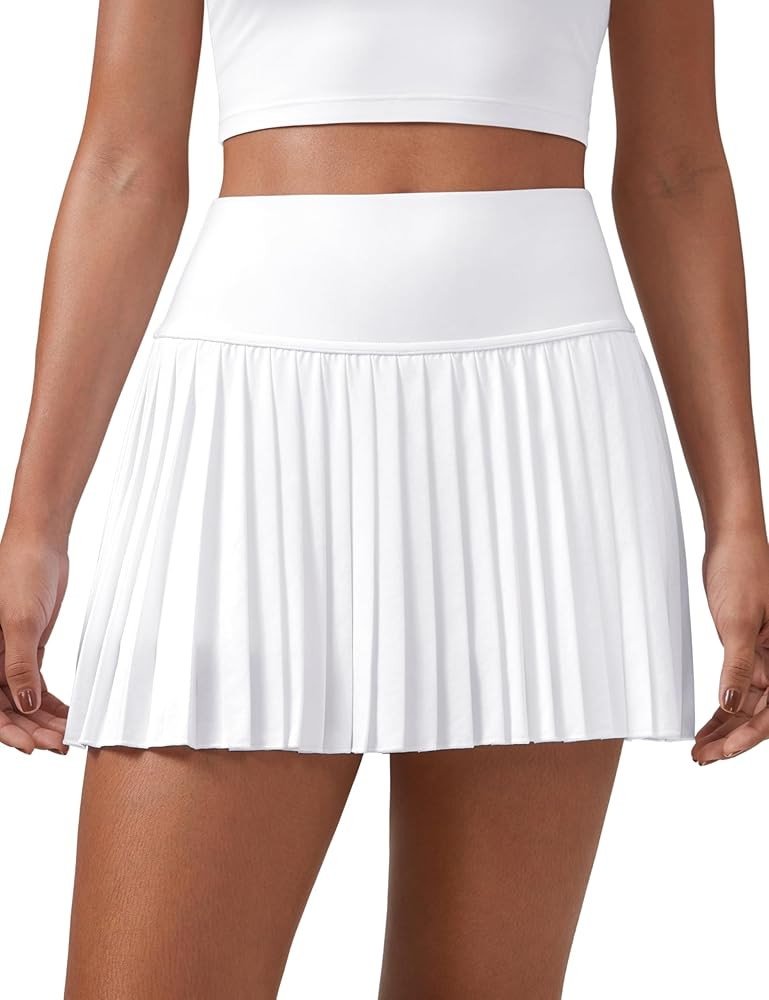 CRZ YOGA Women's High Waisted Pleated Tennis Skirts with Pockets Tummy Control Casual Liner A Lin... | Amazon (US)