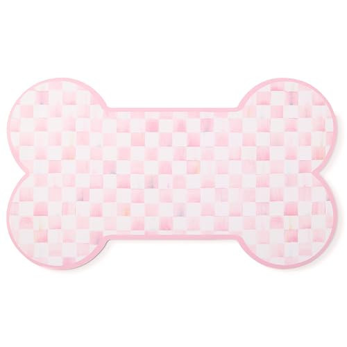 MACKENZIE-CHILDS Pup Placemat, Cute Pet Food Mat for Dog Bowls and Cat Bowls, Pink-and-White Rosy Check | Amazon (US)