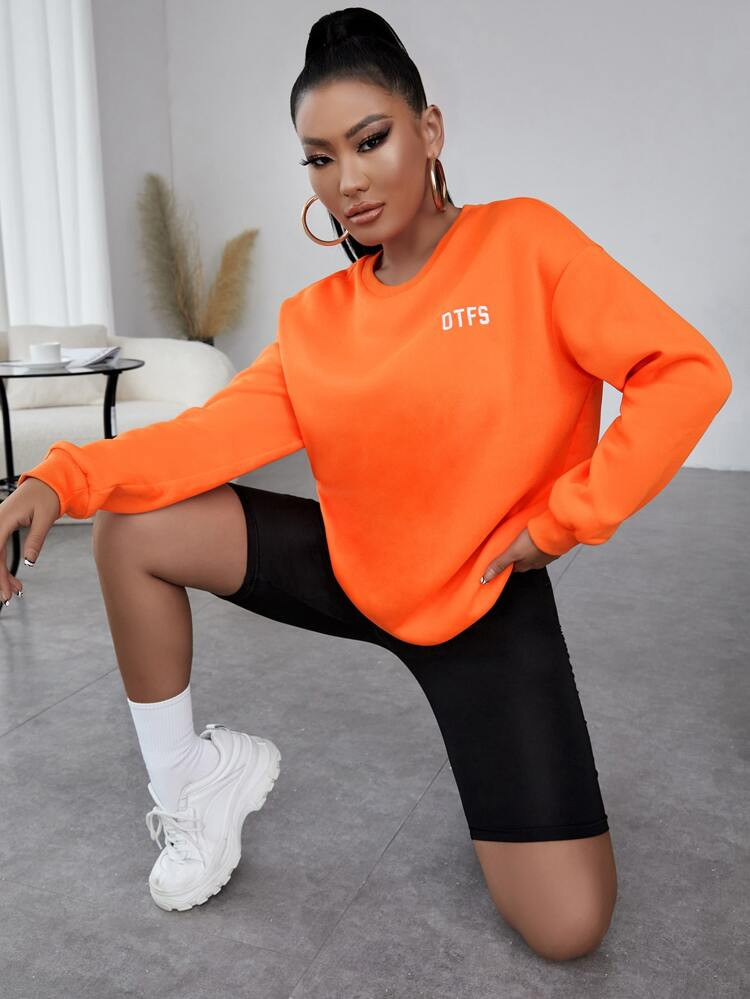 Letter Embroidery Drop Shoulder Sweatshirt | SHEIN