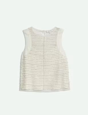 Sleeveless Beaded Tank Top | M&S X SIENNA MILLER | M&S | Marks & Spencer IE
