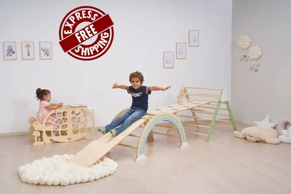 Foldable Pikler Triangle Climbing Arch with Ramp, Climbing Triangle, Montessori Toy, Activity Cen... | Etsy (US)