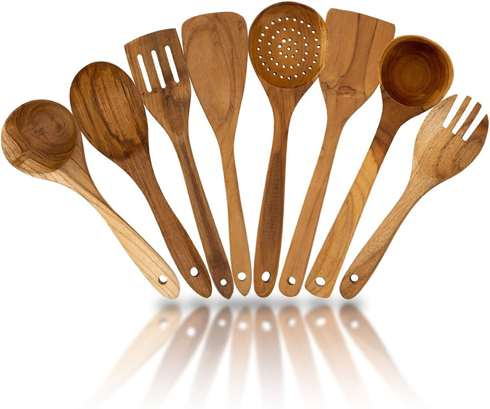 Solange & Frances Wooden Kitchen Utensils Set Nonstick - High Quality Cooking Utensils Set Compar... | Amazon (US)