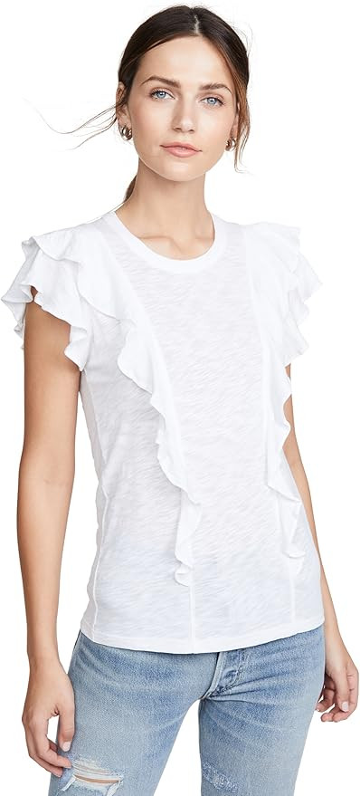 Veronica Beard Jean Women's Bea Short Sleeve Ruffle Tee | Amazon (US)