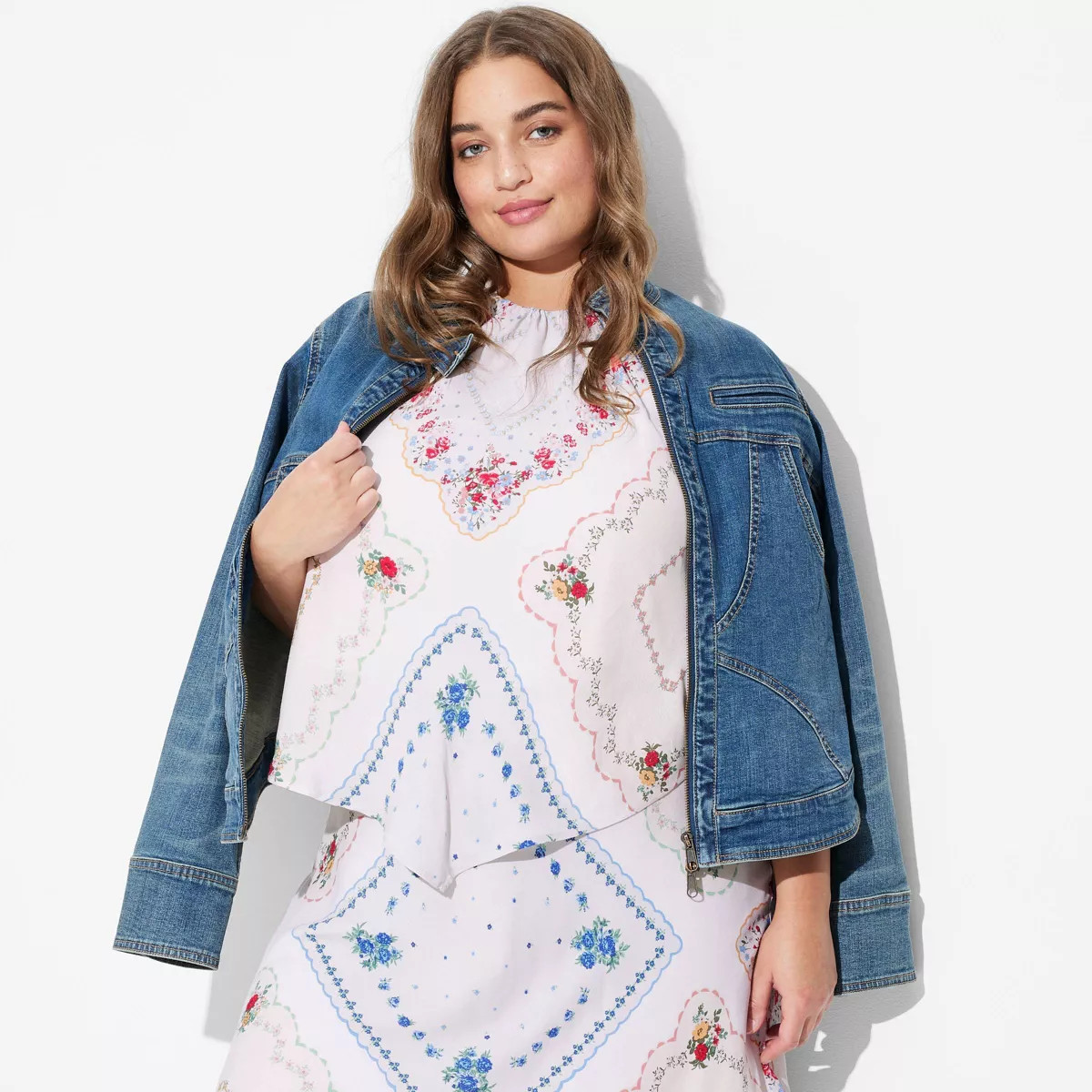 Women's Scarf Midi A-Line Skirt - Wild Fable™ White Floral 2X | Target