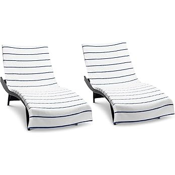 Arkwright Las Rayas Chaise Lounge Cover - Pack of 2 - Terry Towel 100% Striped Soft Cotton with P... | Amazon (US)
