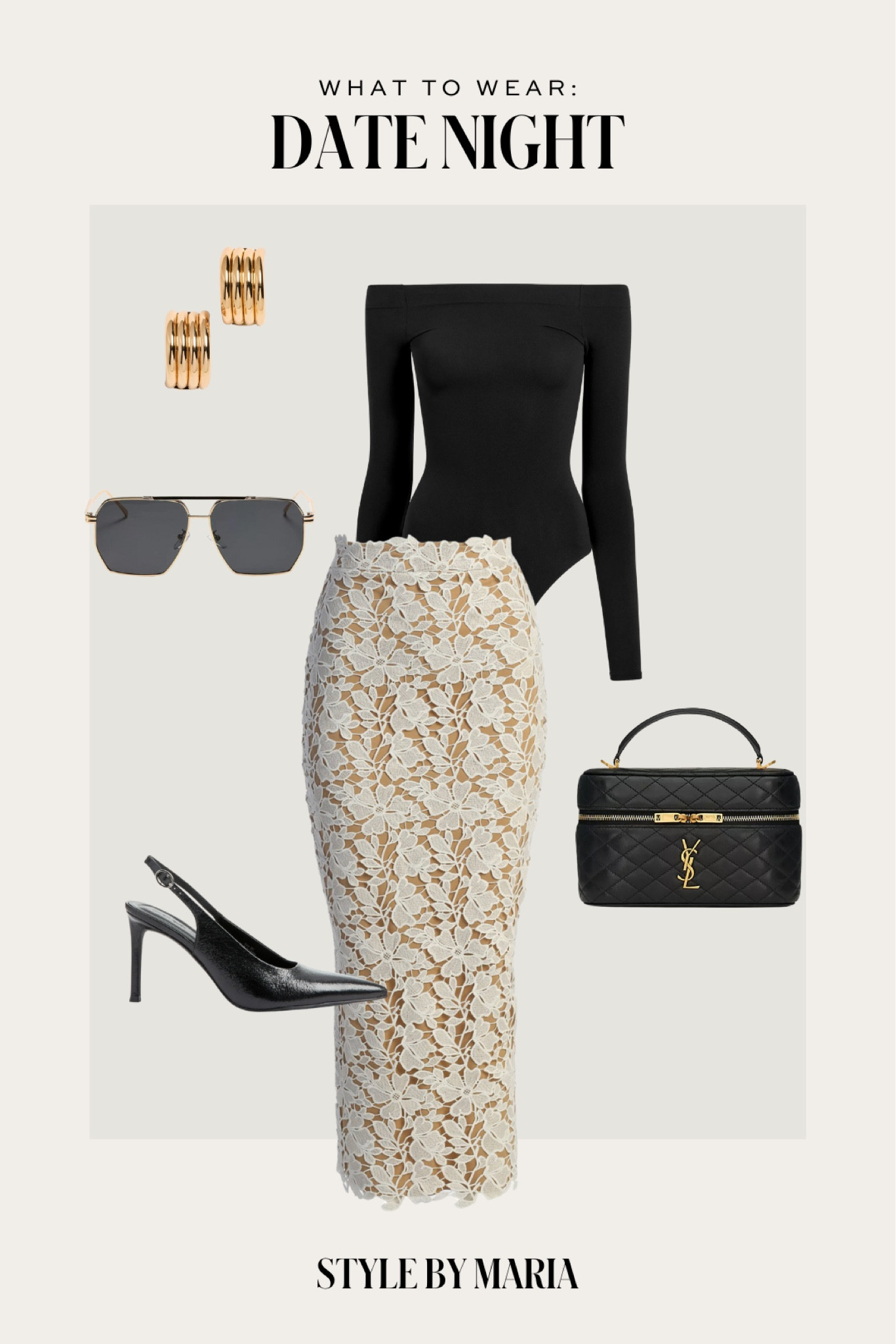 Date night outfit ideas
Nordstrom lace skirt
Slingback pumps
Commando bodysuit
Saint Laurent vanity bag 

#LTKStyleTip #LTKFindsUnder100 #LTKItBag