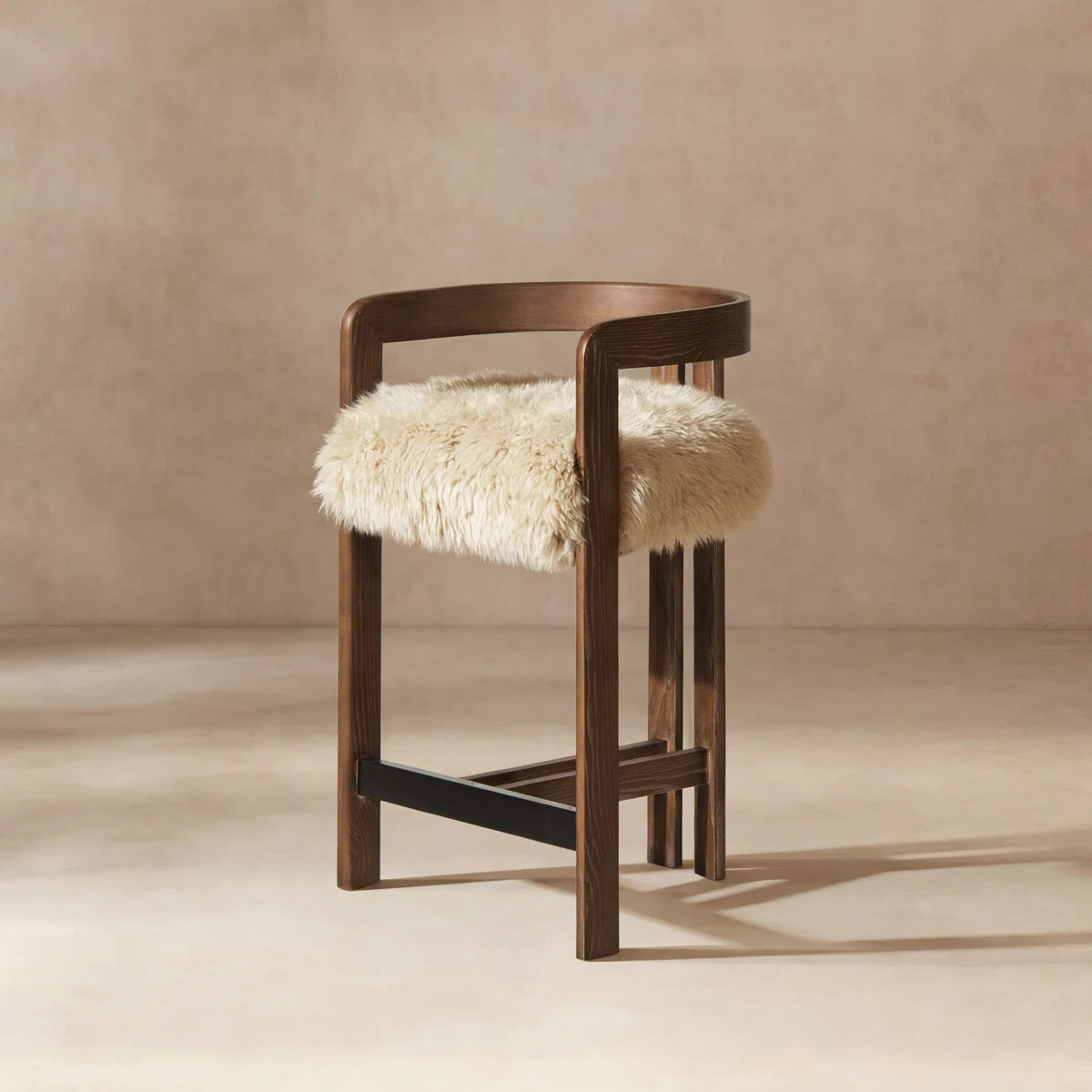 Burress 26.5" Low Back Genuine Fur Counter Stool | Wayfair North America