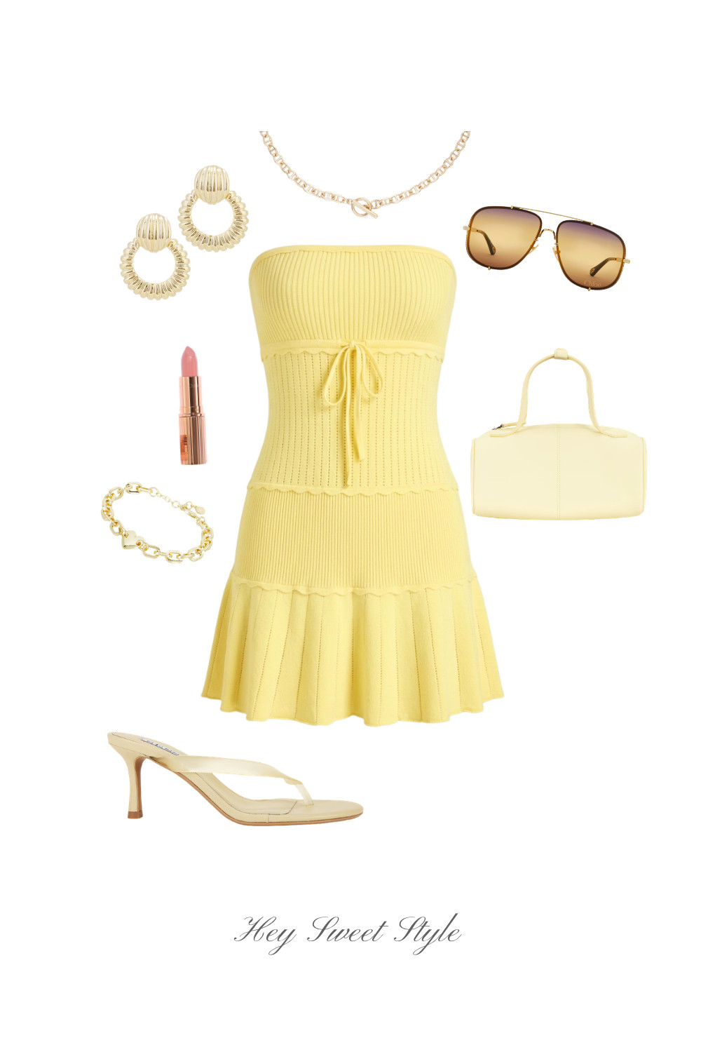 Vacation Outfit: Yellow Knit Dress 💛 

 