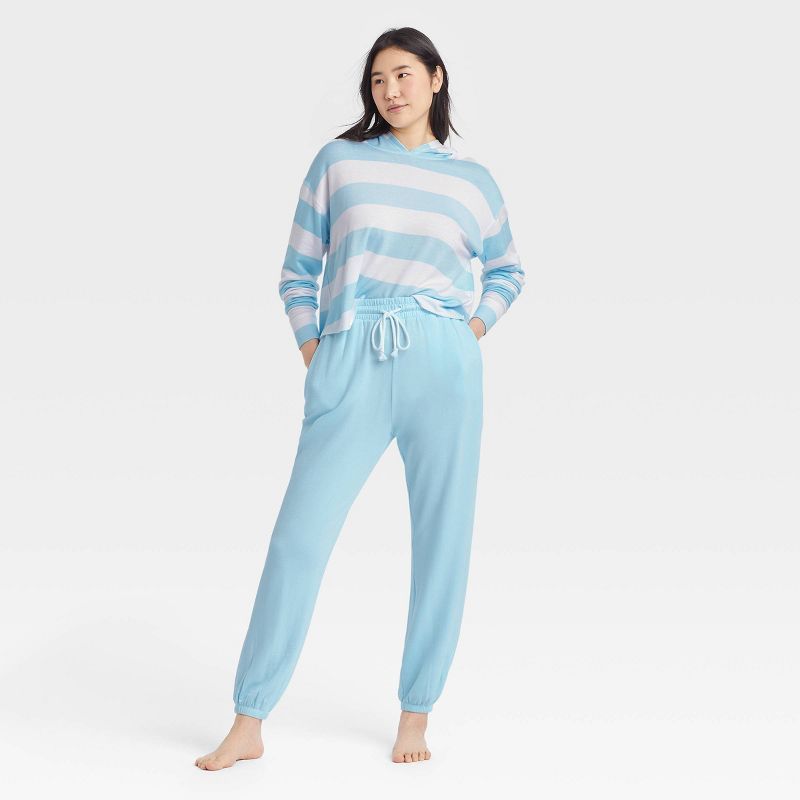 Women's Striped Fleece Lounge Sweatshirt - Colsie™ Blue | Target