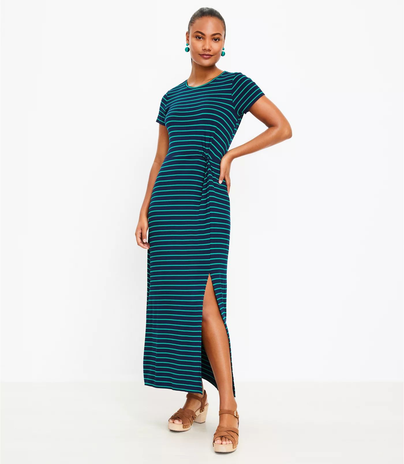 Striped Twist Maxi Dress | LOFT