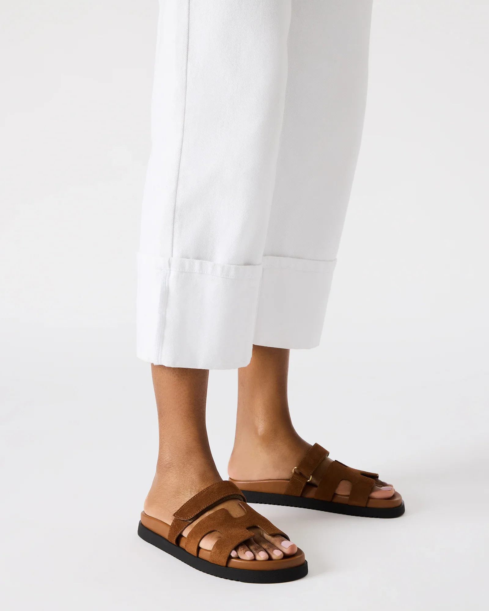MAYVEN Camel Suede Slides | Women's Designer Shoes | Steve Madden (Canada)