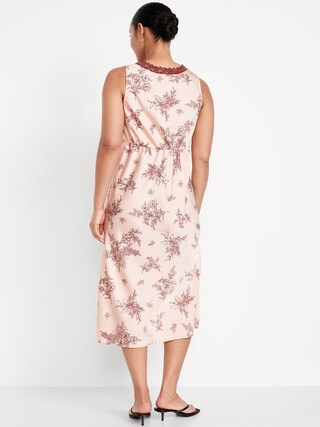 Lace-Trim Satin Midi Dress | Old Navy (US)