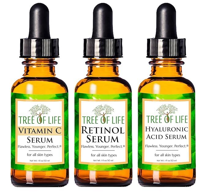 Tree of Life Anti-Aging Complete Regimen 3-Pack, Vitamin C Serum, Retinol Serum and Hyaluronic Ac... | Amazon (US)
