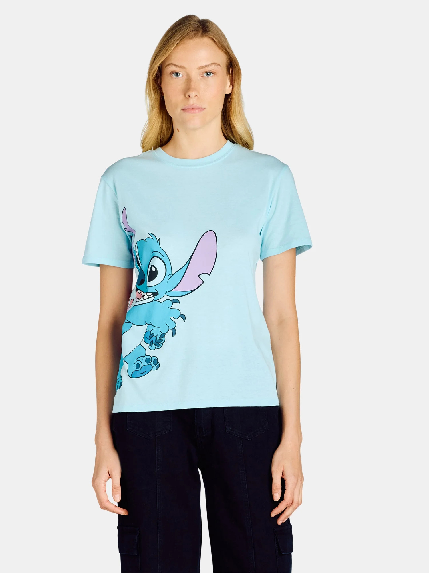 Disney Stitch Juniors Graphic Front/Back Print Tee with Short Sleeves, Sizes XS-3XL | Walmart (US)