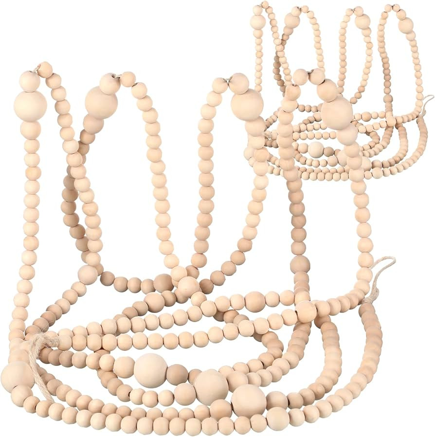 2 Pcs 24 Feet Christmas Wooden Bead Garland Xmas Farmhouse Beads Christmas Tree Farmhouse Decor R... | Amazon (US)