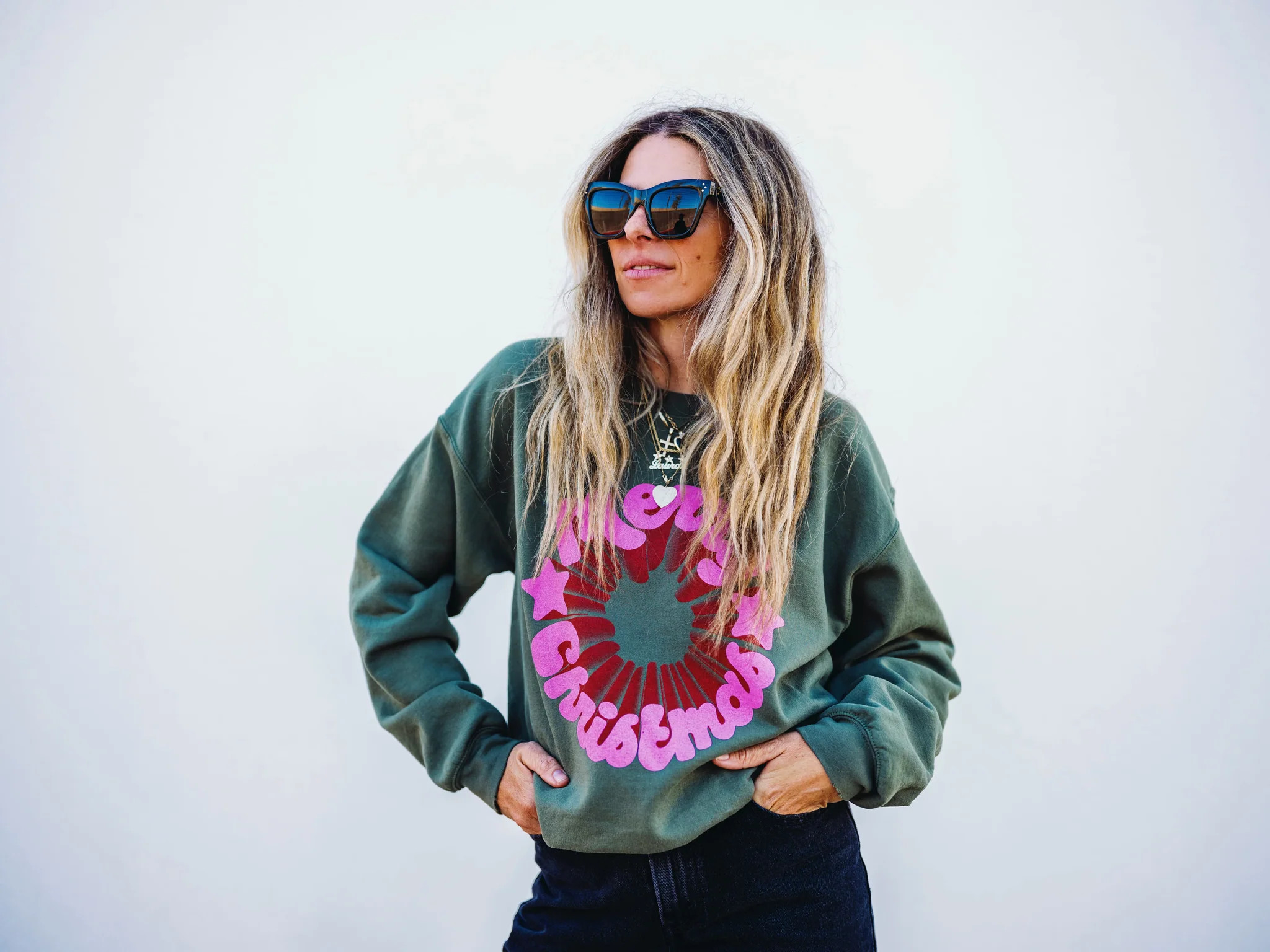 Merry Christmas Green Thrifted Pullover | Ascot + Hart