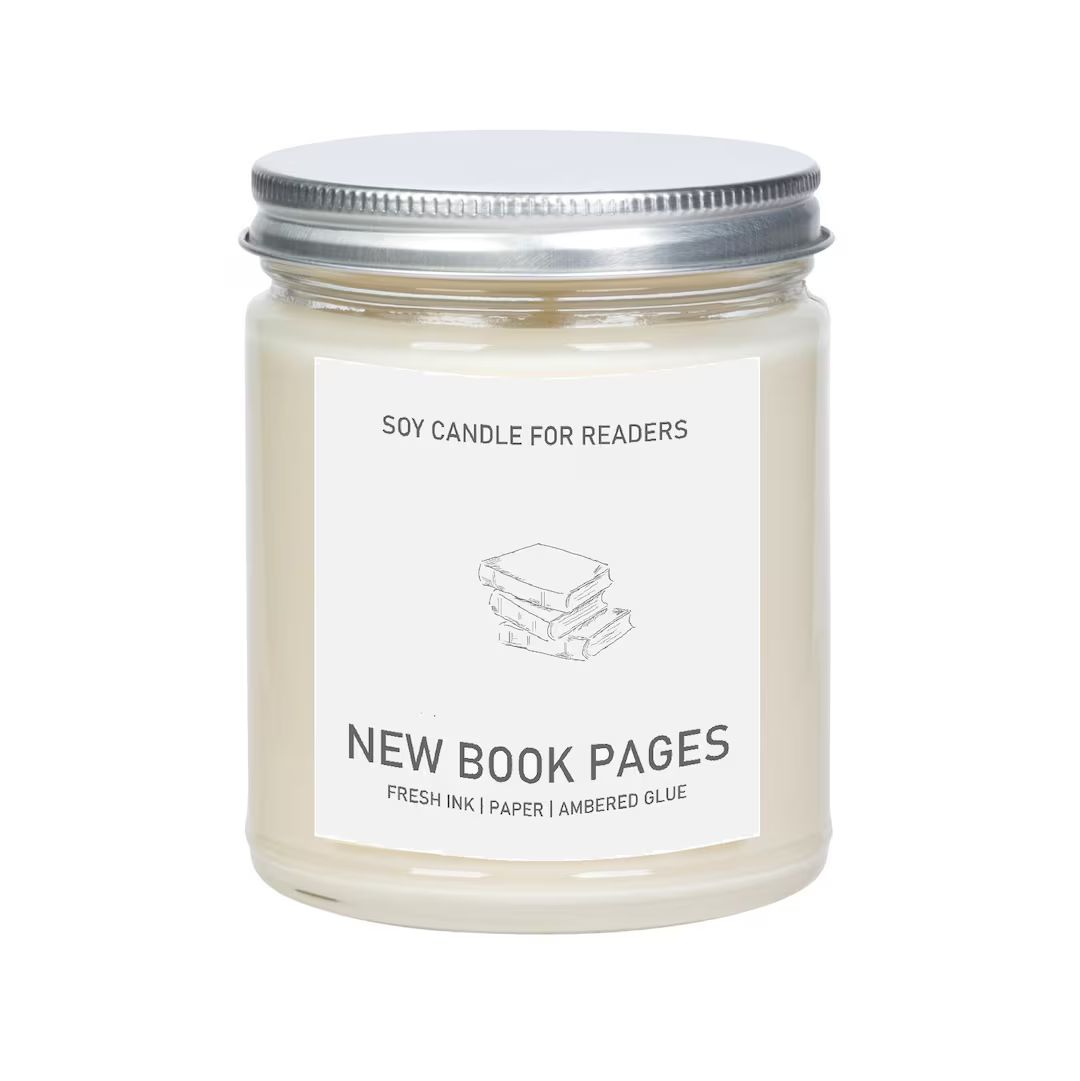 New Books New Book Pages 8 Oz Glass Jar Literary Soy - Etsy | Etsy (US)