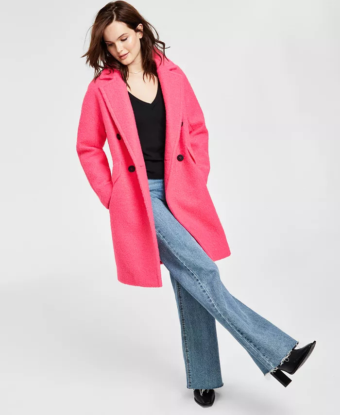 Women's Double-Breasted Bouclé Walker Coat, Created for Macy's | Macys (US)