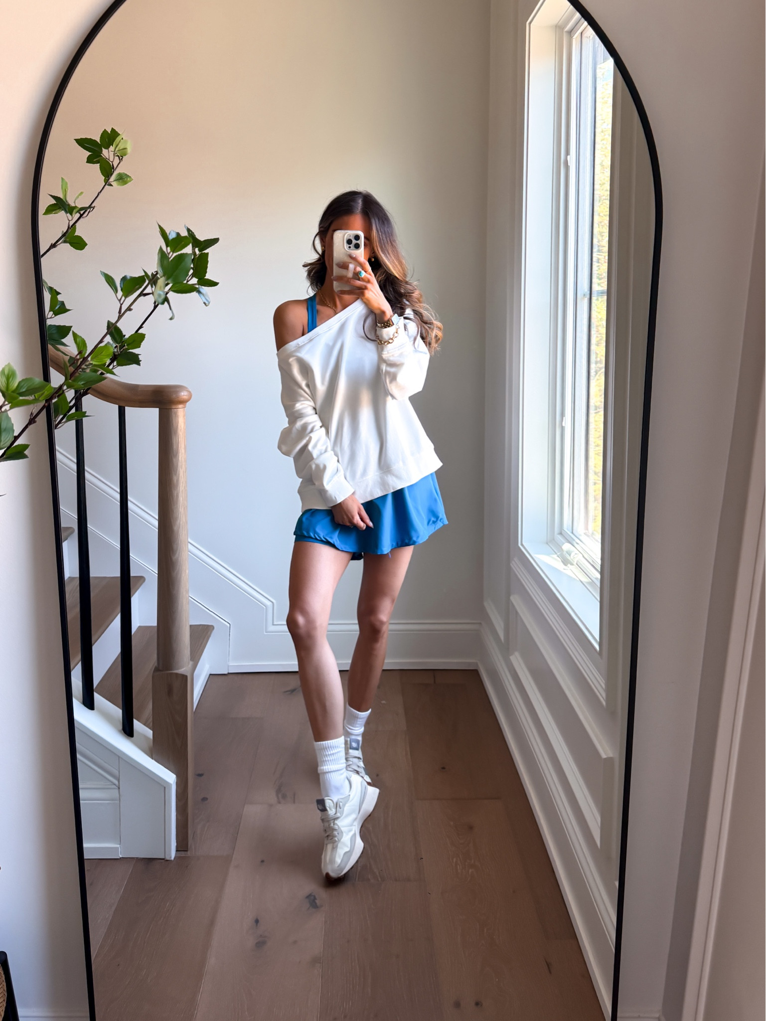 Wearing a small romper with built in shorts and small off the shoulder sweatshirt 

#LTKfitnessgoals #LTKSaleAlert #LTKActive