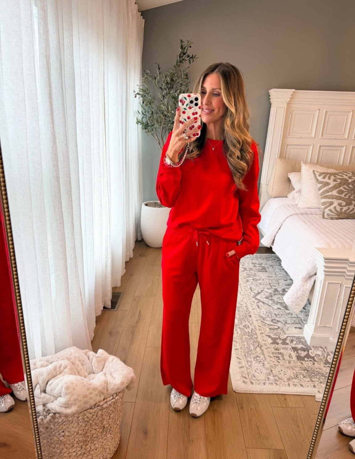 This red lounge set is such a fun statement but still feels comfortable and easy to wear. The relaxed fit makes it perfect for travel days, running errands, or lounging while still looking put together. An easy way to add a bold pop of color to your everyday style.

red lounge set, matching set outfit, comfy chic outfit, travel outfit women, casual loungewear set, relaxed fit outfit, athleisure outfit, bold color outfit, cozy matching set, themominstylee

#LTKOver40 #LTKootd #LTKTravel