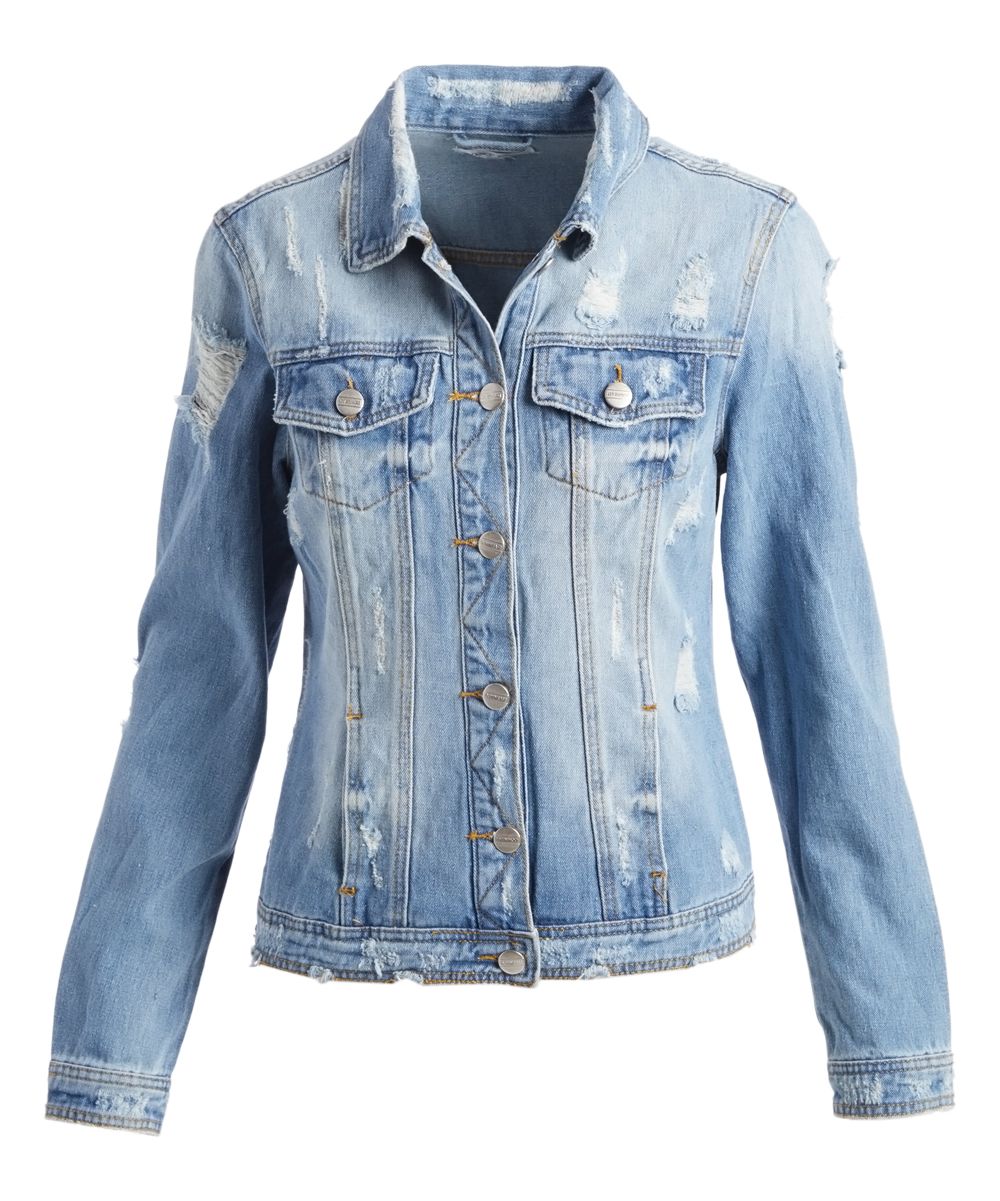 DownEast Basics Women's Denim Jackets Distressed - Blue Distressed Denim Jacket - Women | Zulily