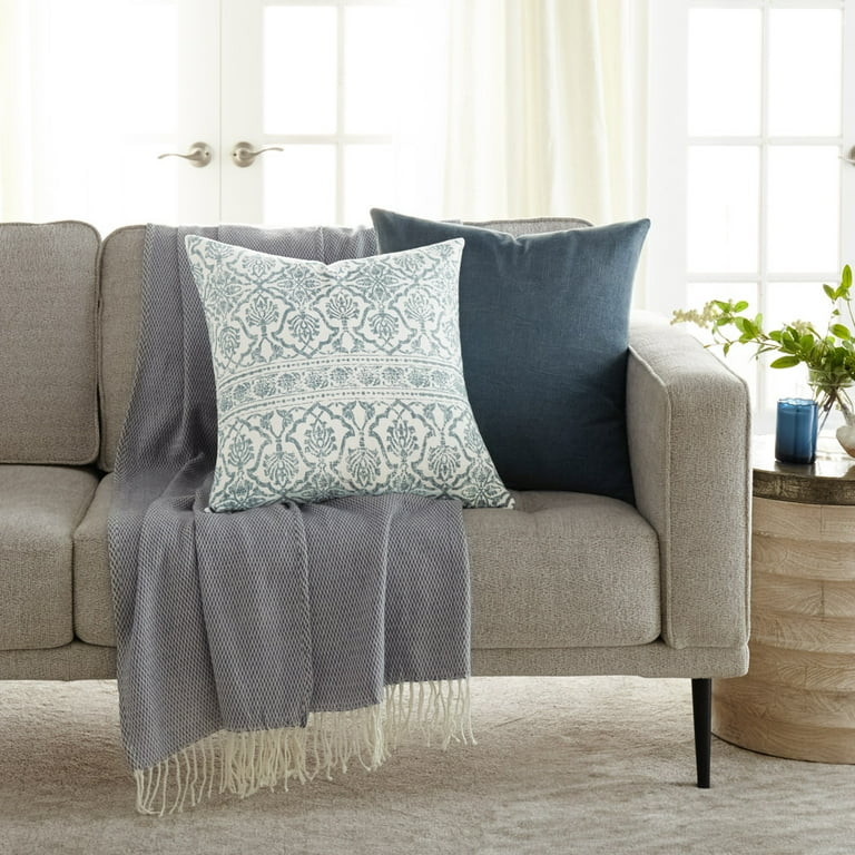 Noble Linens 2-Pack Cotton Slub Decor Throw Pillows - Antique Floral Navy - Walmart.com | Walmart (US)