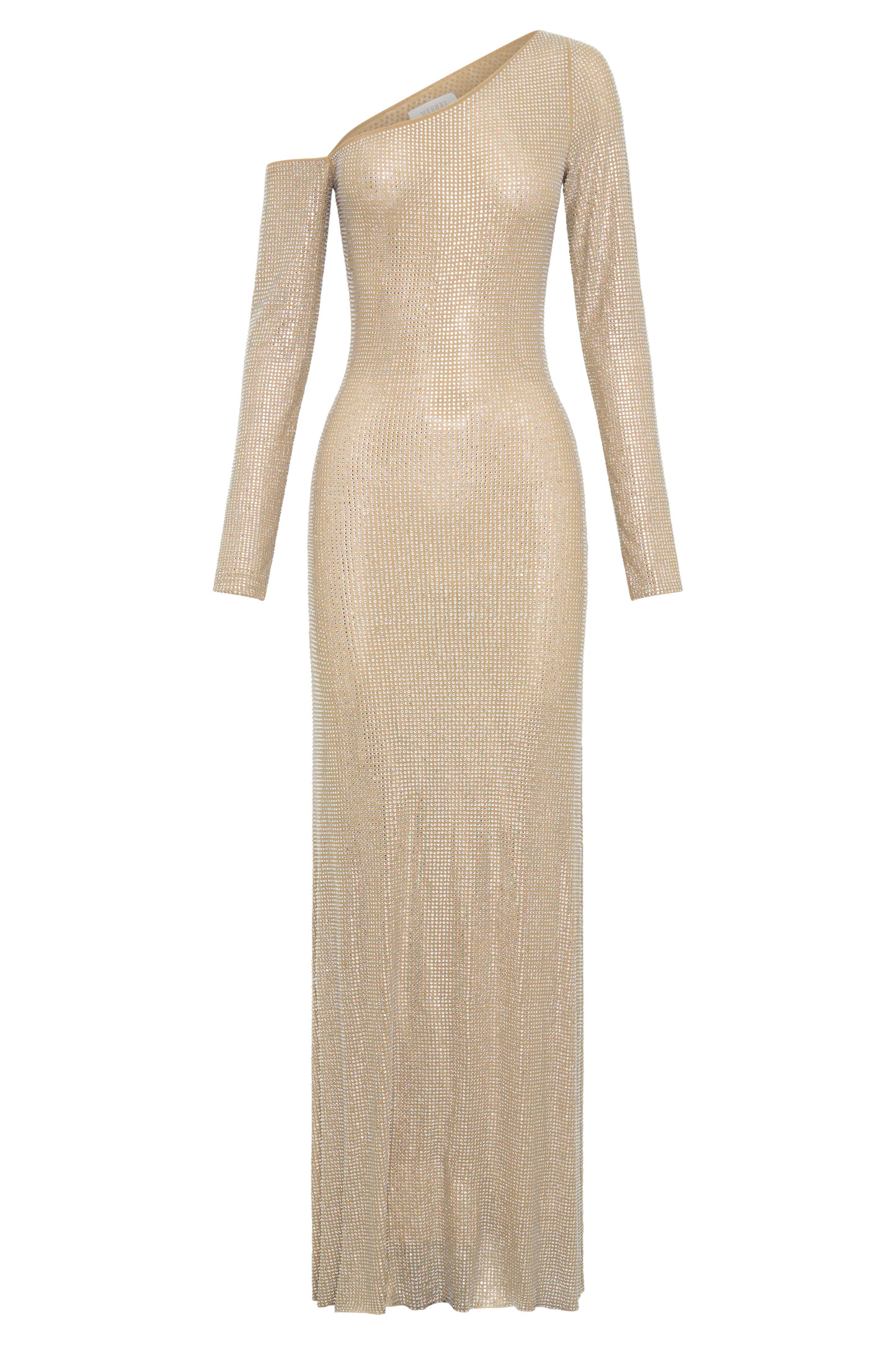 Marcia Diamante Long Sleeve Maxi Dress - Nude | MESHKI US