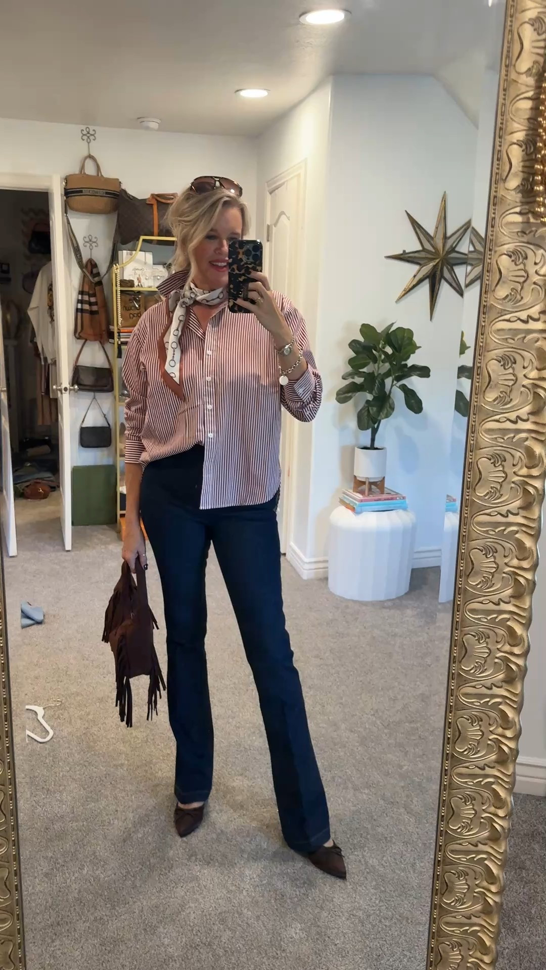We all love a SALE🎉

This one is one you don’t want to MISS✔️ $49 SPANX  Flared Jean 

Say What…. That’s a price you can’t beat!

5 styles 5 washes of Spanx flared denim jeans!
Perfect for everyday day of the week and occassion!

I am wearing a medium in each style and regular length the flare in reg fits like a tall. I am 5’91/2 for reference.

Dark wash flared  med 

Spanx button up in burgundy and white stripe. Fits tts in a med and the quality is amazing

Save 10% off with code Deardarcyxspanx 

Scarf (local boutique) links med similar 

Steve Madden suede mule/slides fits tts 

Fringe suede bag, target  $30 

Amazon find sunnies, 2 pack under $17 

#LTKStyleTip #LTKSaleAlert #LTKFindsUnder50