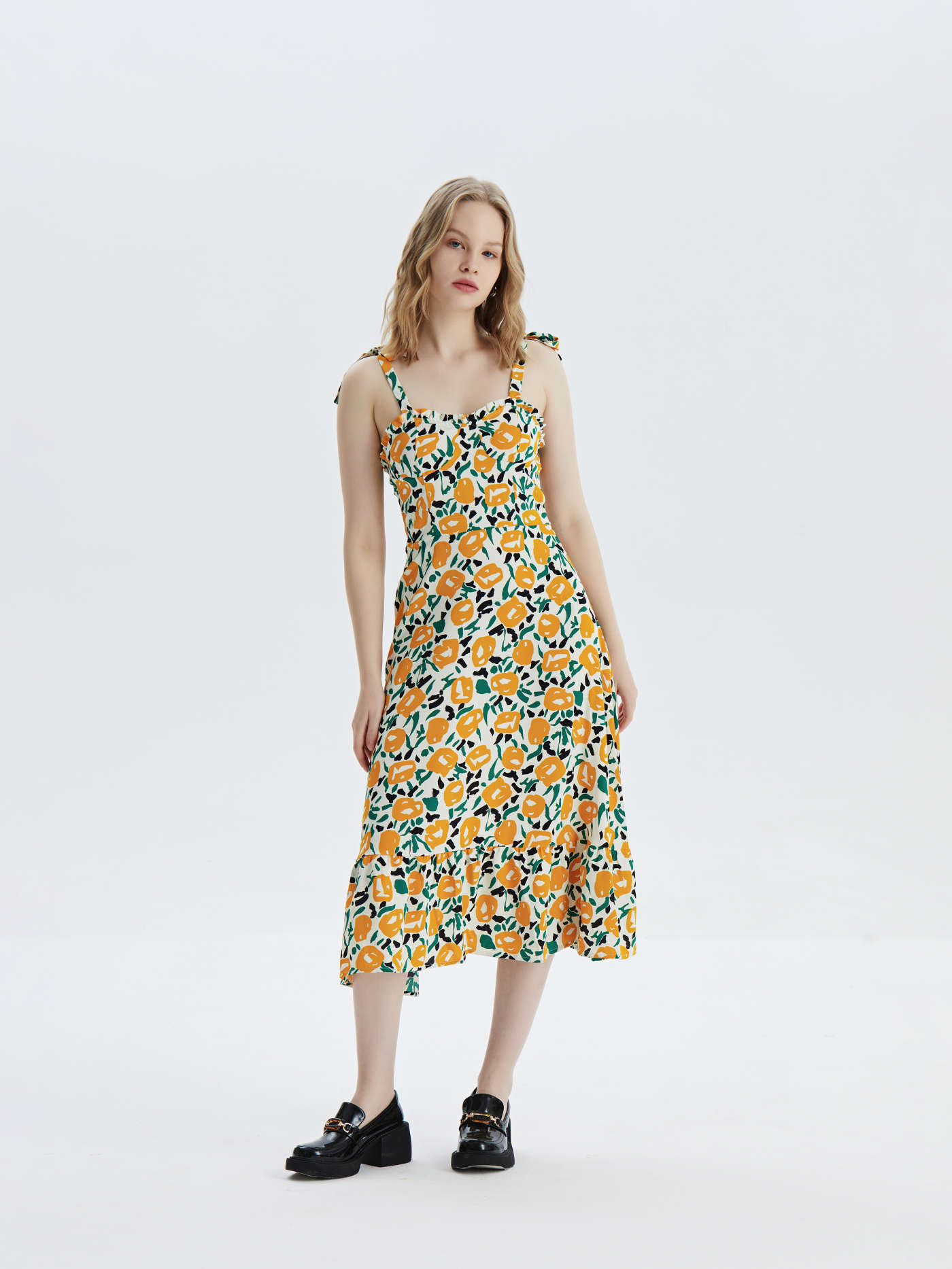 Yellow Floral Midi Dress | Cider