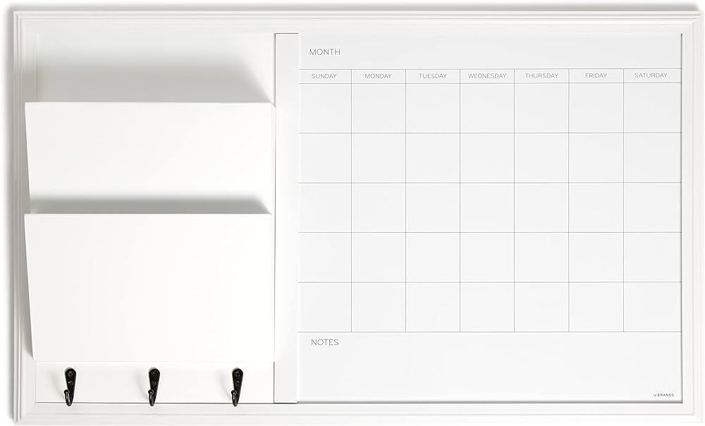 U Brands Organization Center Dry Erase Calendar with White Frame, Office Supplies, with Hooks and... | Amazon (US)