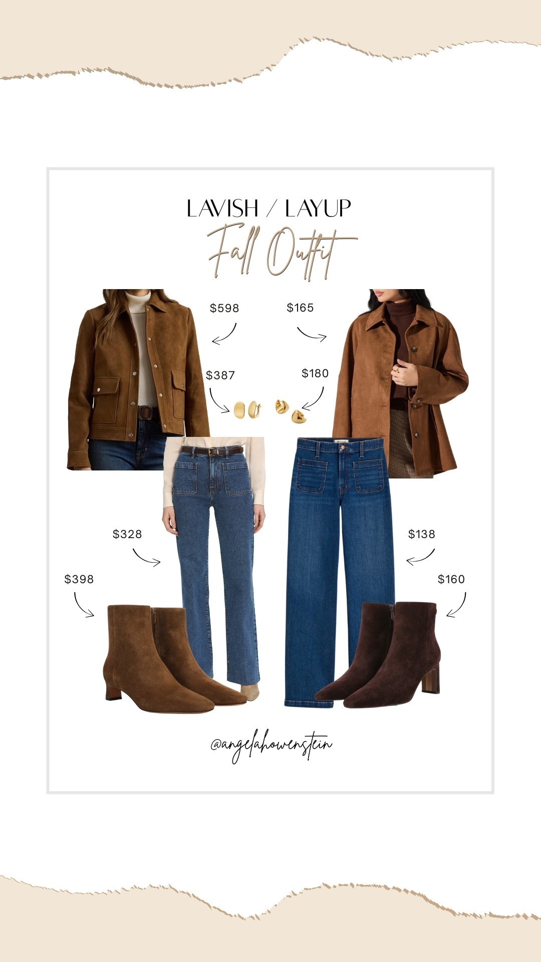 🍂 Lavish / Layup 🍂

Two ways to do suede + denim this season — one luxe, one laid-back. Both timeless, both chic. Which would you wear on repeat this fall?

#lavishlayup #ltkfallstyle #falloutfitinspo #chicessentials



#LTKSeasonal #LTKStyleTip #LTKShoeCrush