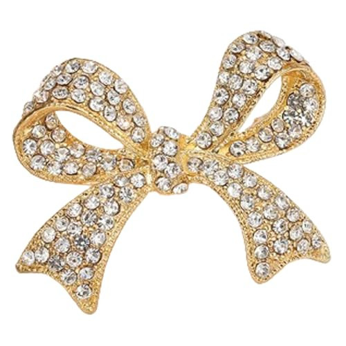 Rhinestone Bow Brooch Pins,Vintage Crystal Ribbon Bow Pearl Lapel Pins Elegant Clothes Hat Bag Brooch Accessories for Women Girls (C) | Amazon (US)
