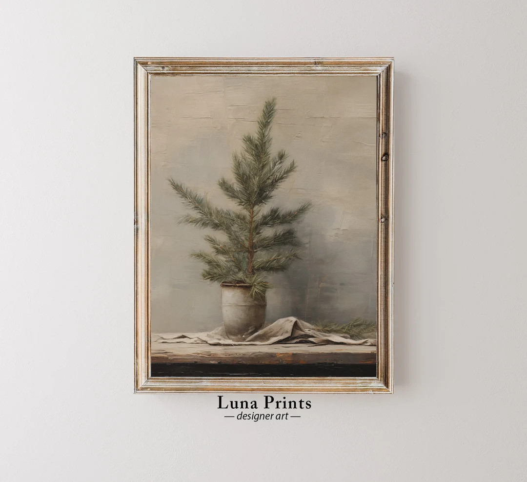 Pine Tree Painting PRINTABLE ART Muted Winter Art - Etsy | Etsy (US)