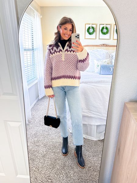 Winter outfit idea! Wearing a size small in sweater + turtleneck! Jeans are old from Zara! Linked similar. Boots runs a little big IMO!

Winter outfit // casual winter style //!

#LTKstyletip #LTKSeasonal