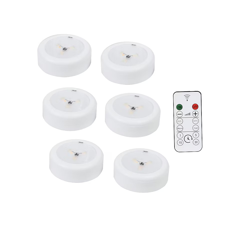 Good Earth Lighting 6 -Pack 3-in Battery LED Under Cabinet Puck Light with Remote Lowes.com | Lowe's