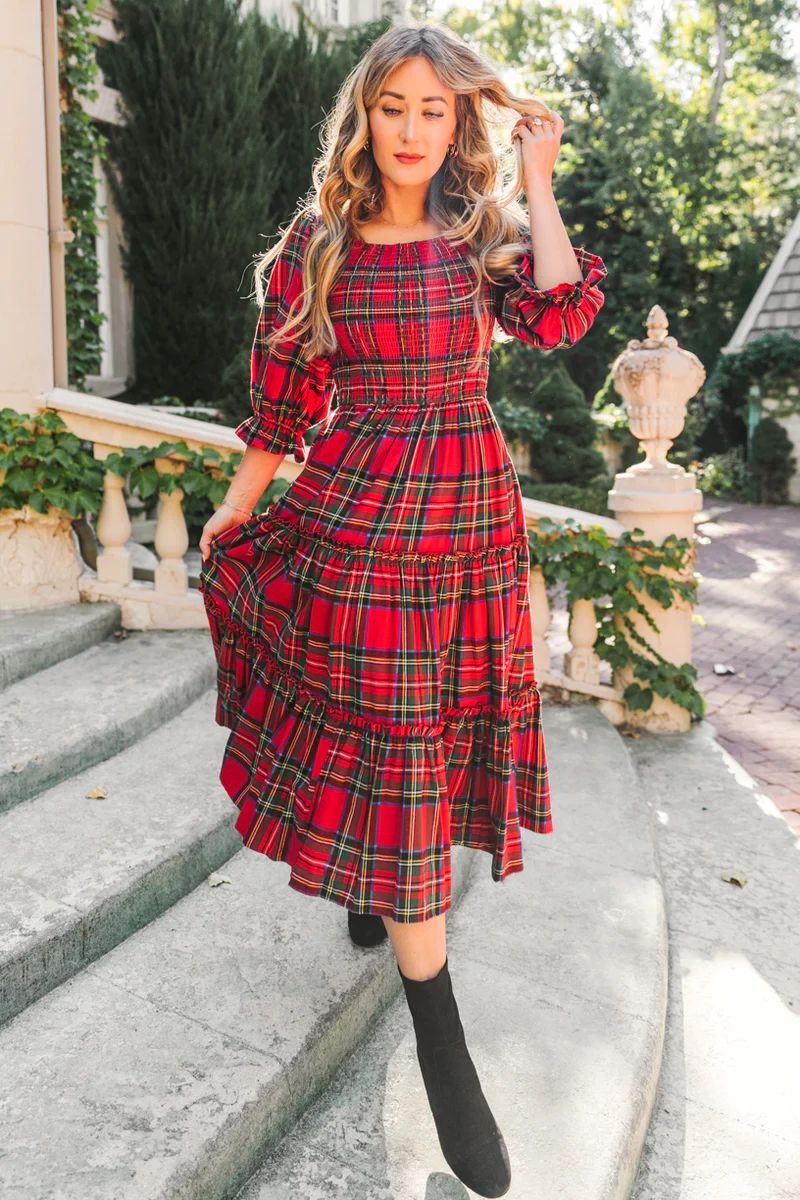 Madeline Dress in Holiday Plaid | Ivy City Co