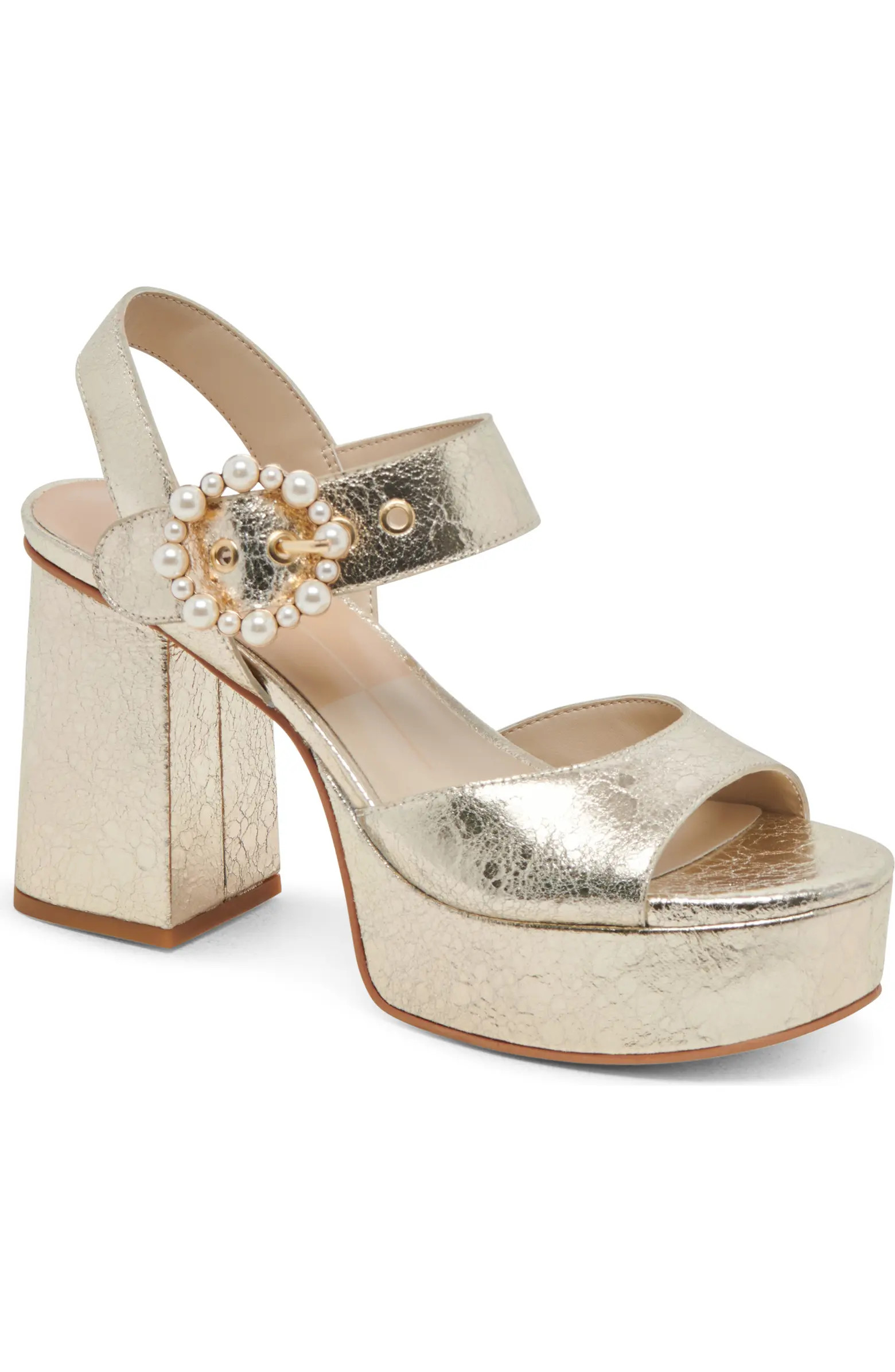 Bobby Imitation Pearl Ankle Strap Platform Sandal (Women) | Nordstrom