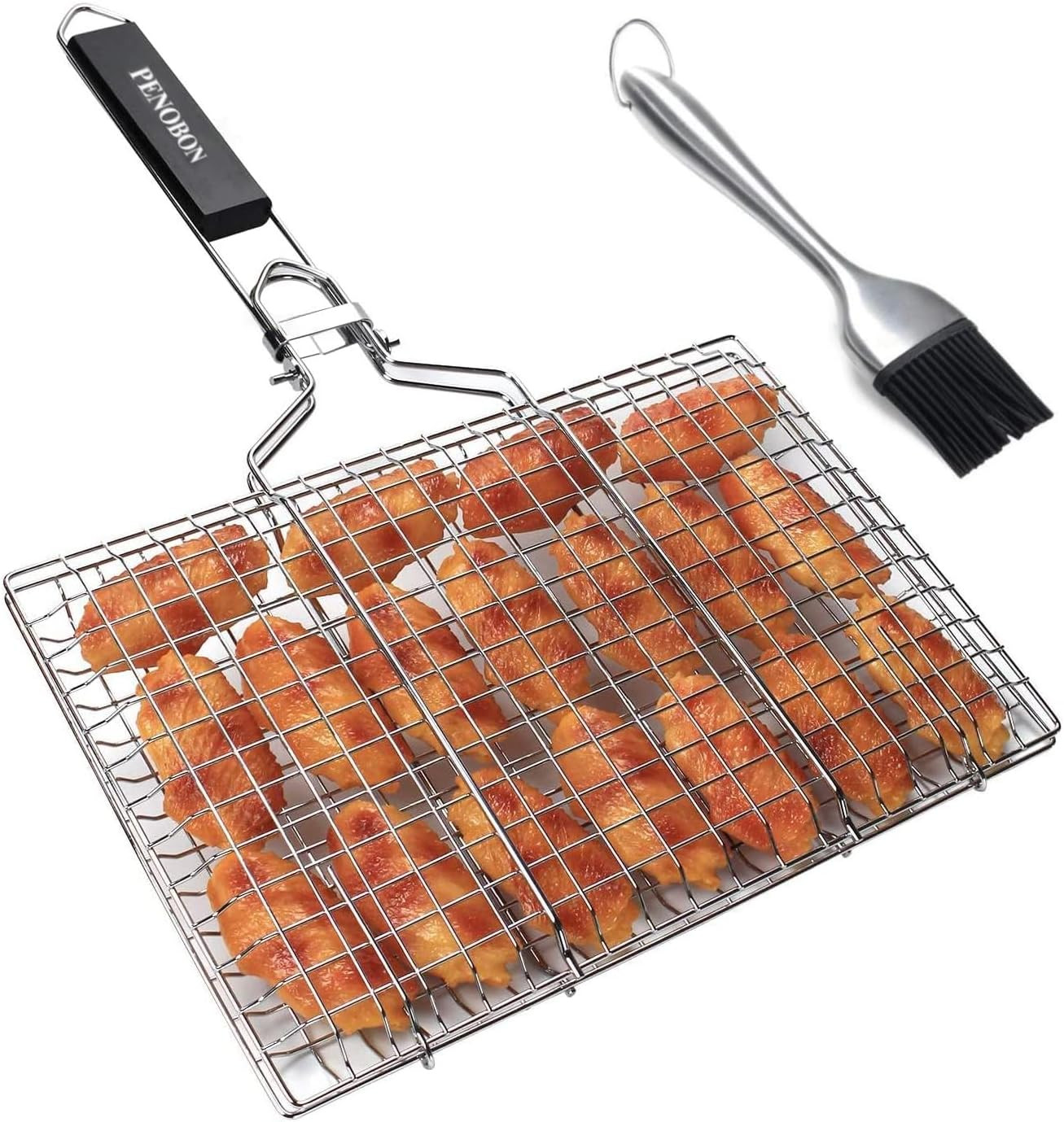 Fish Grilling Basket, Folding Portable Stainless Steel BBQ Grill Basket for Fish Vegetables Shrim... | Amazon (US)