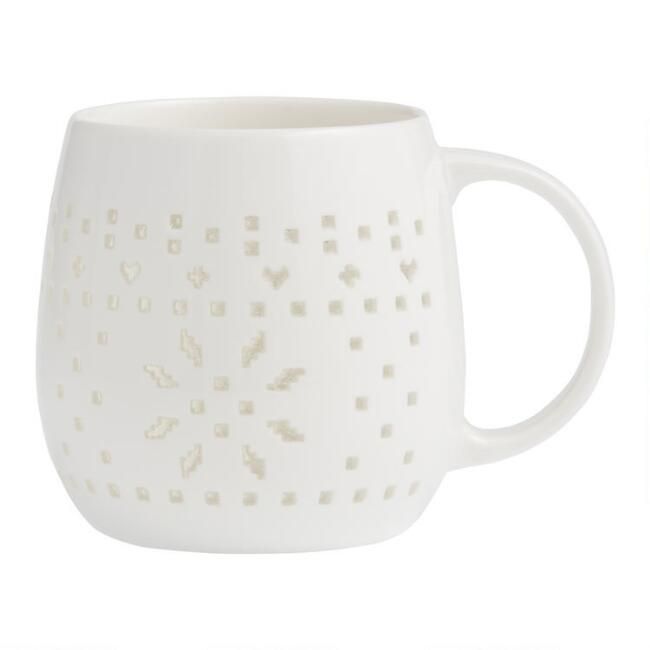 Stenciled Snowflake Porcelain Mug | World Market